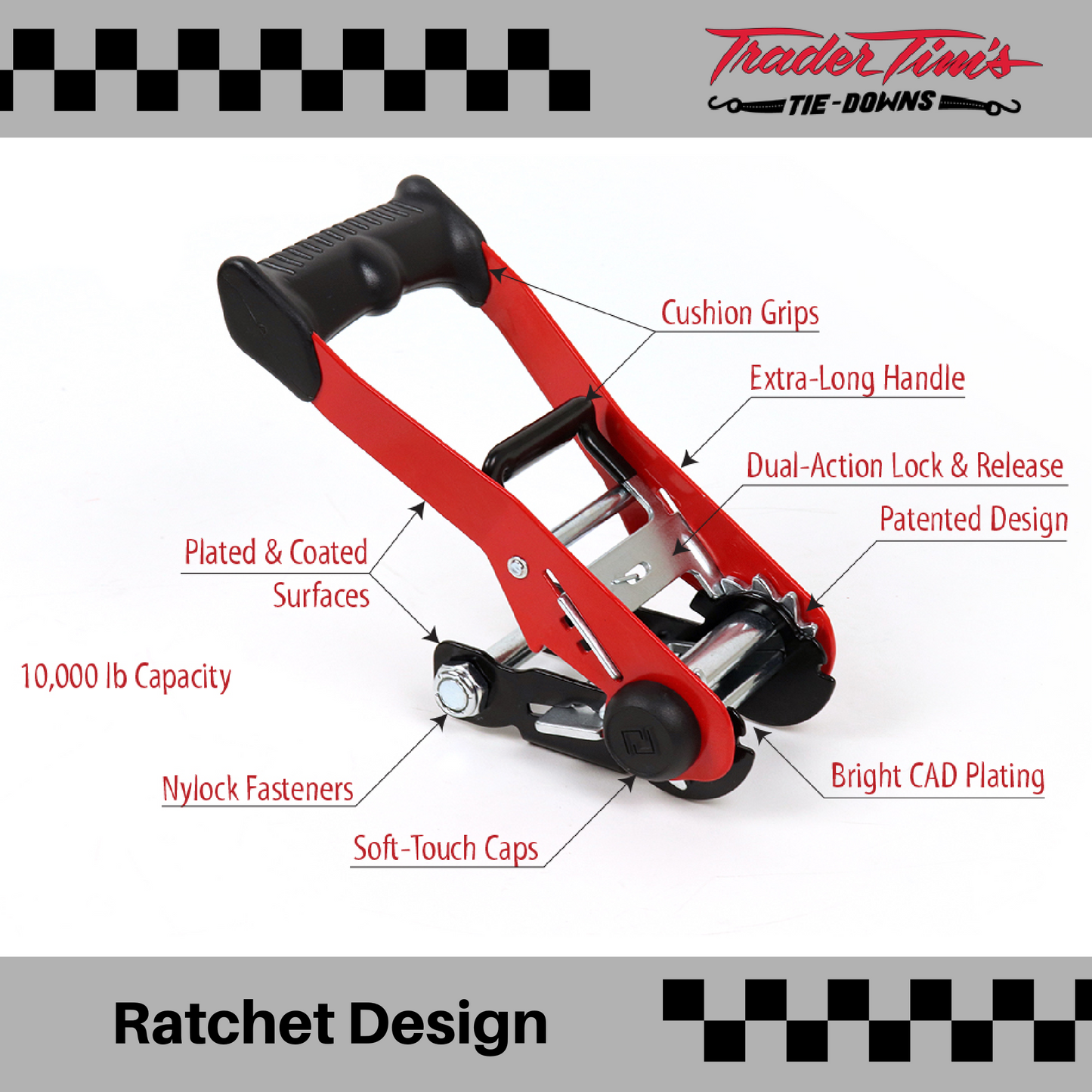 1" Ratchet Tie Down With Soft Tie - Size & Color Options