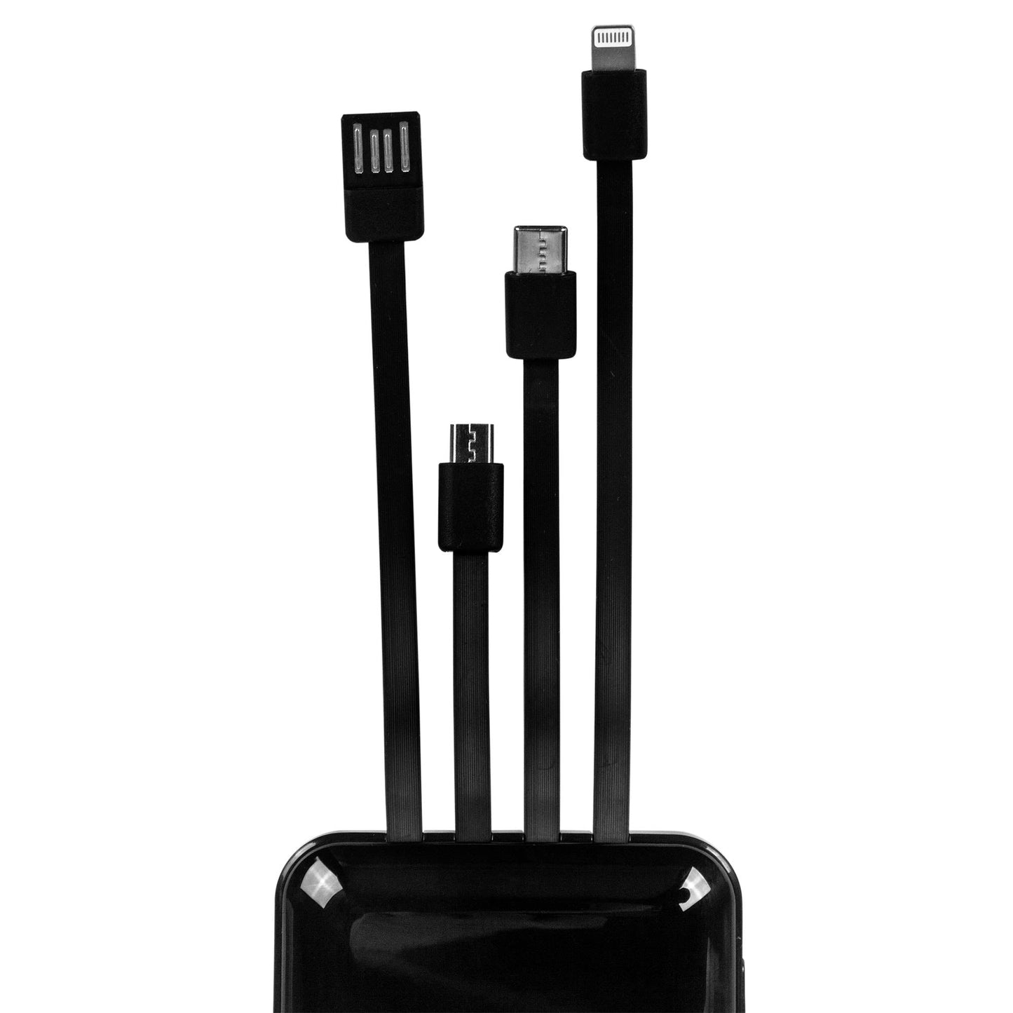 NAB Show - 10000mAh Polymer Power Bank with Build-In Charging Cables - Black