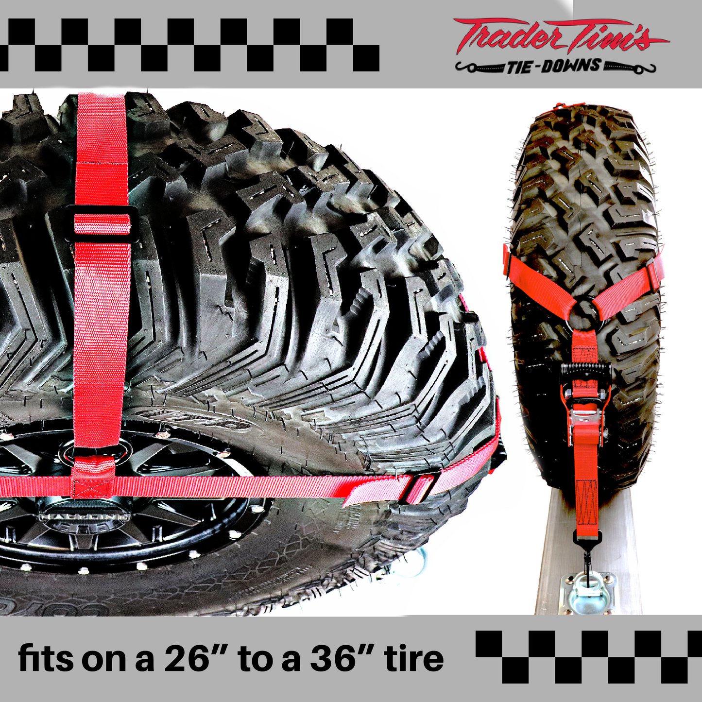 Tire Bonnet Kit - 9 Piece UTV 1.5" Adjustable - Red or Black