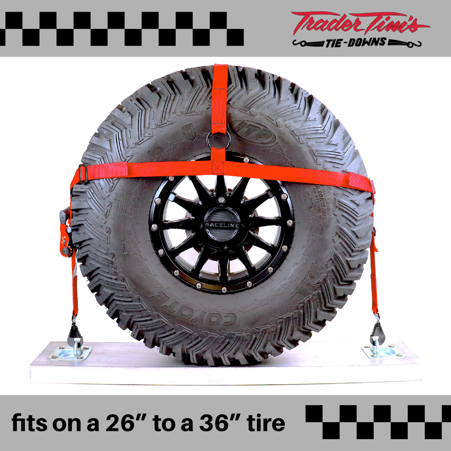 Tire Bonnet Kit - 9 Piece UTV 1.5" Adjustable - Red or Black