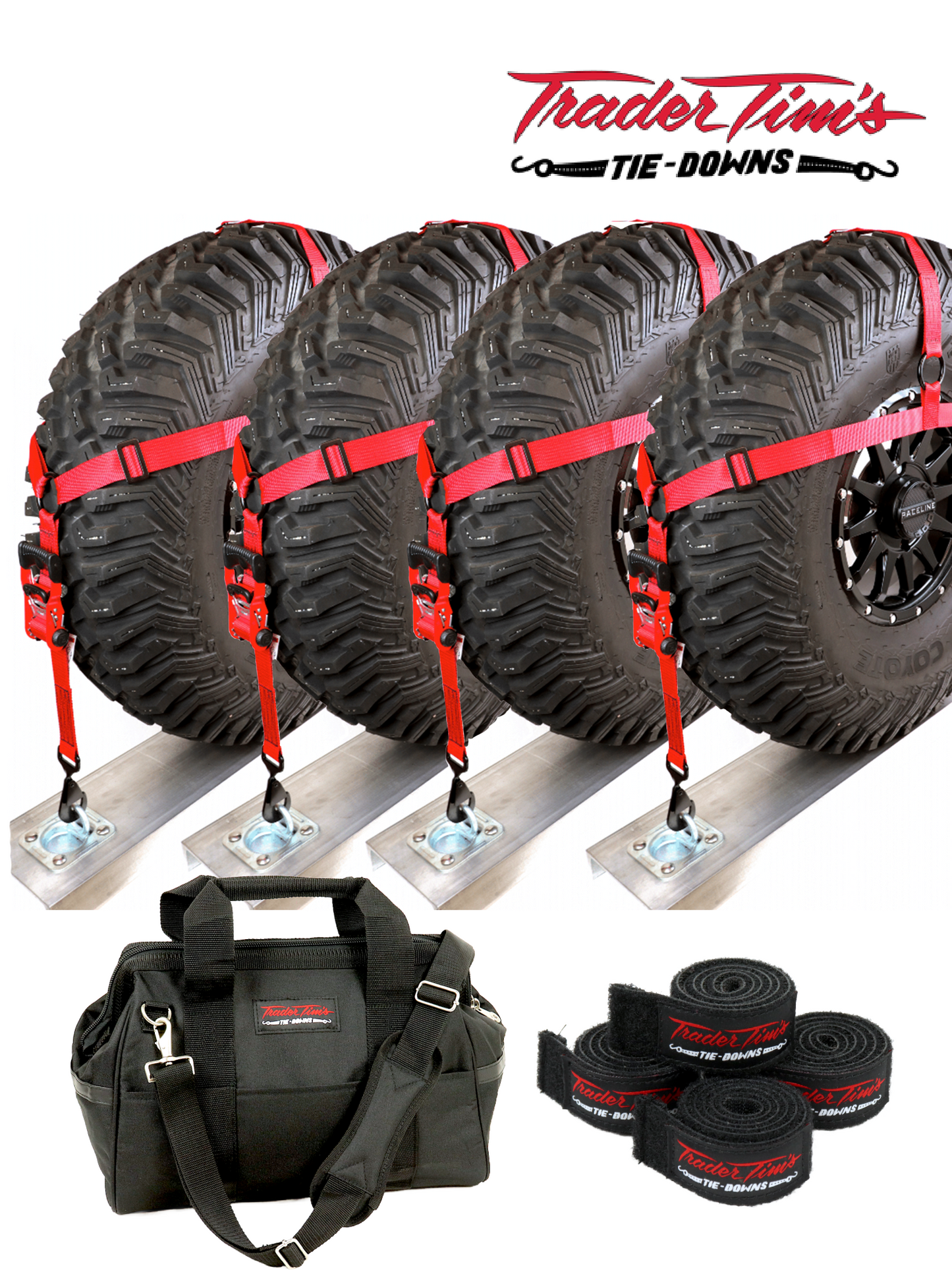 Tire Bonnet Kit - 9 Piece UTV 1.5" Adjustable - Red or Black
