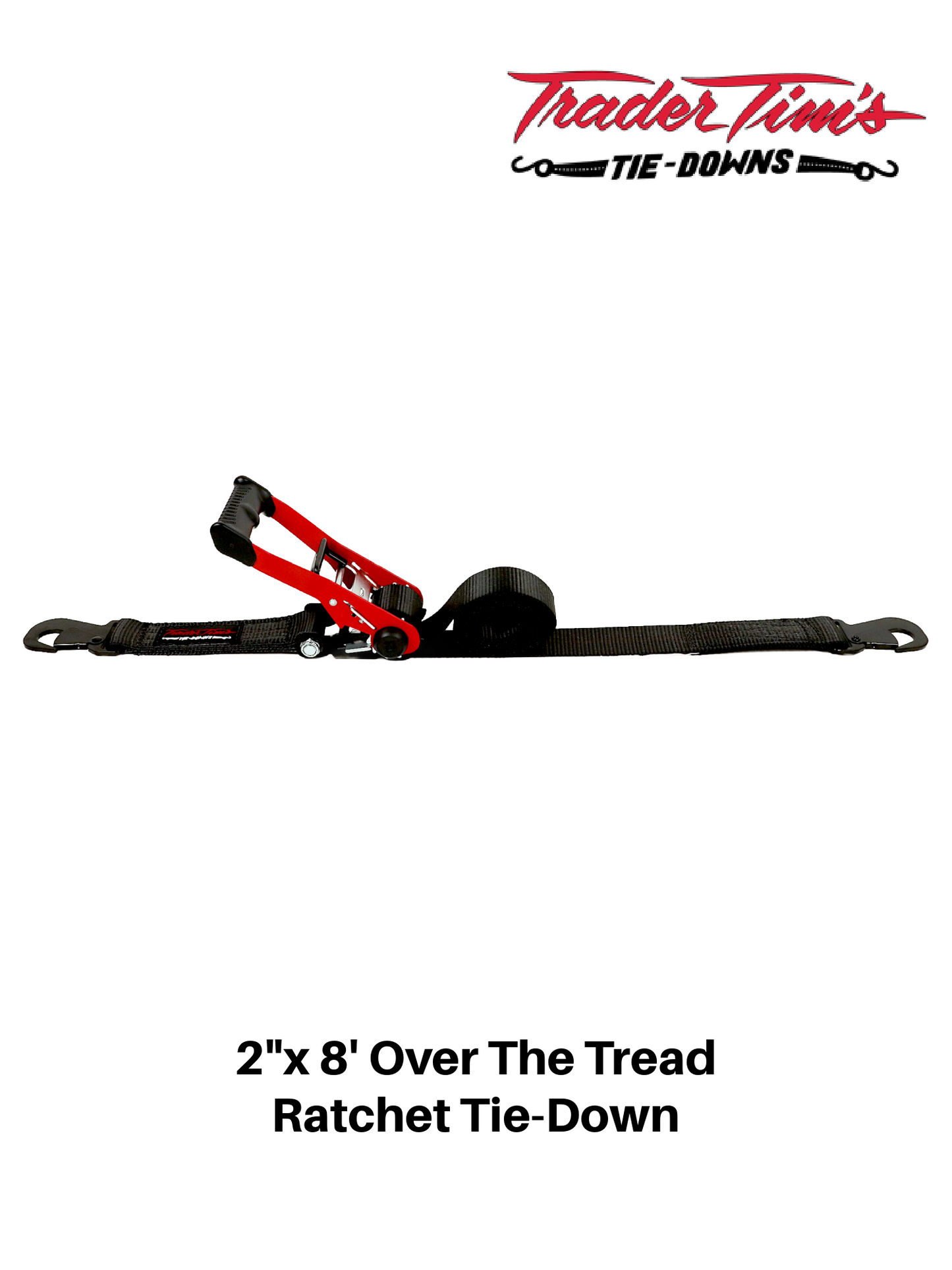 2"x 8' Over The Tread Ratchet Tie-Down - Black