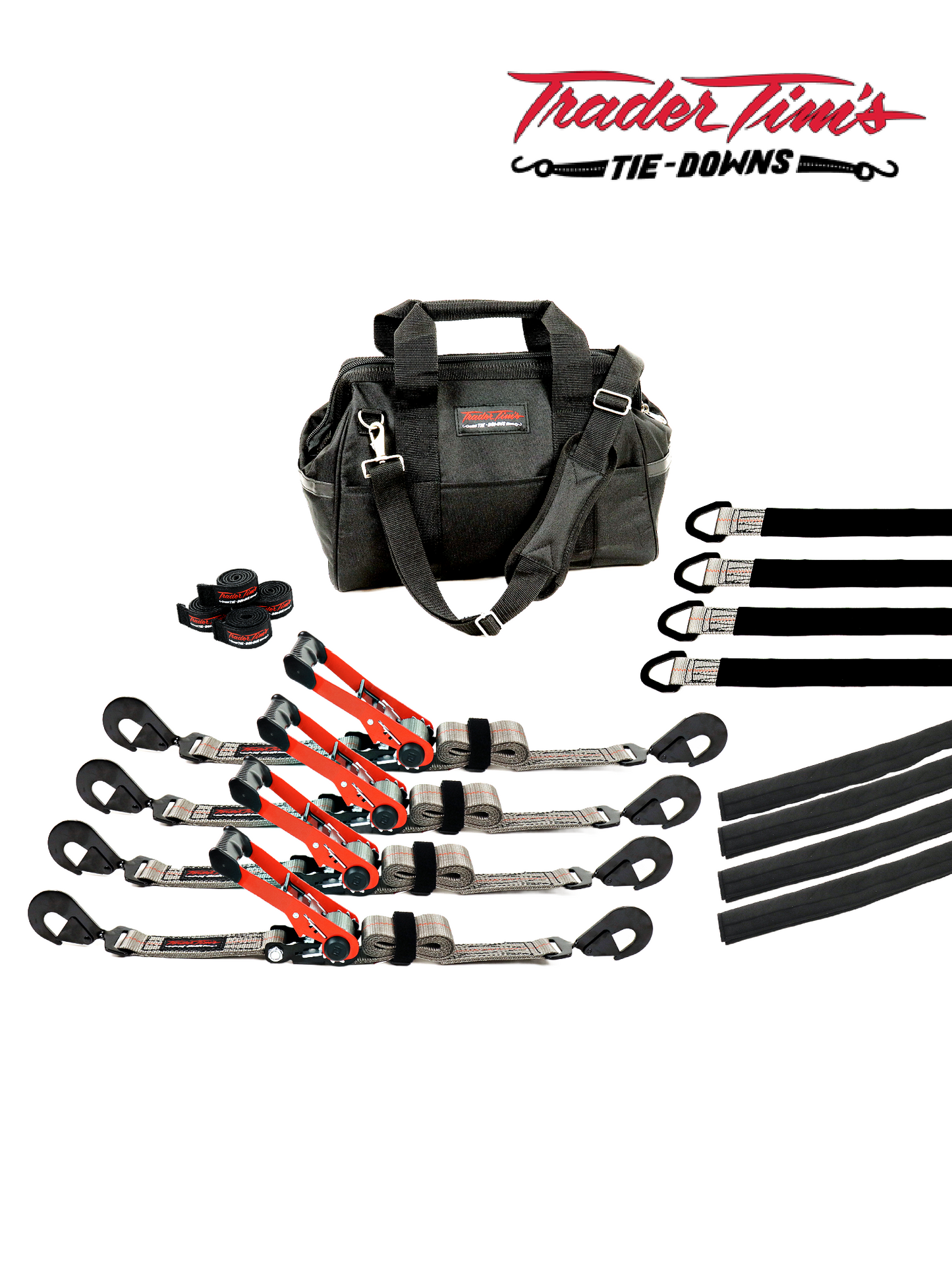 17 Piece 2" Ratchet Tie-Down with Axle Straps and Covers Kit - 4 Colors Available