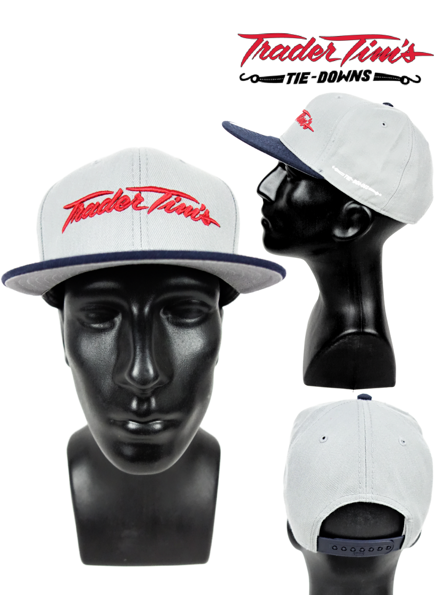 Trader Tim's Embroidered Flat Bill Hat - Black or Navy