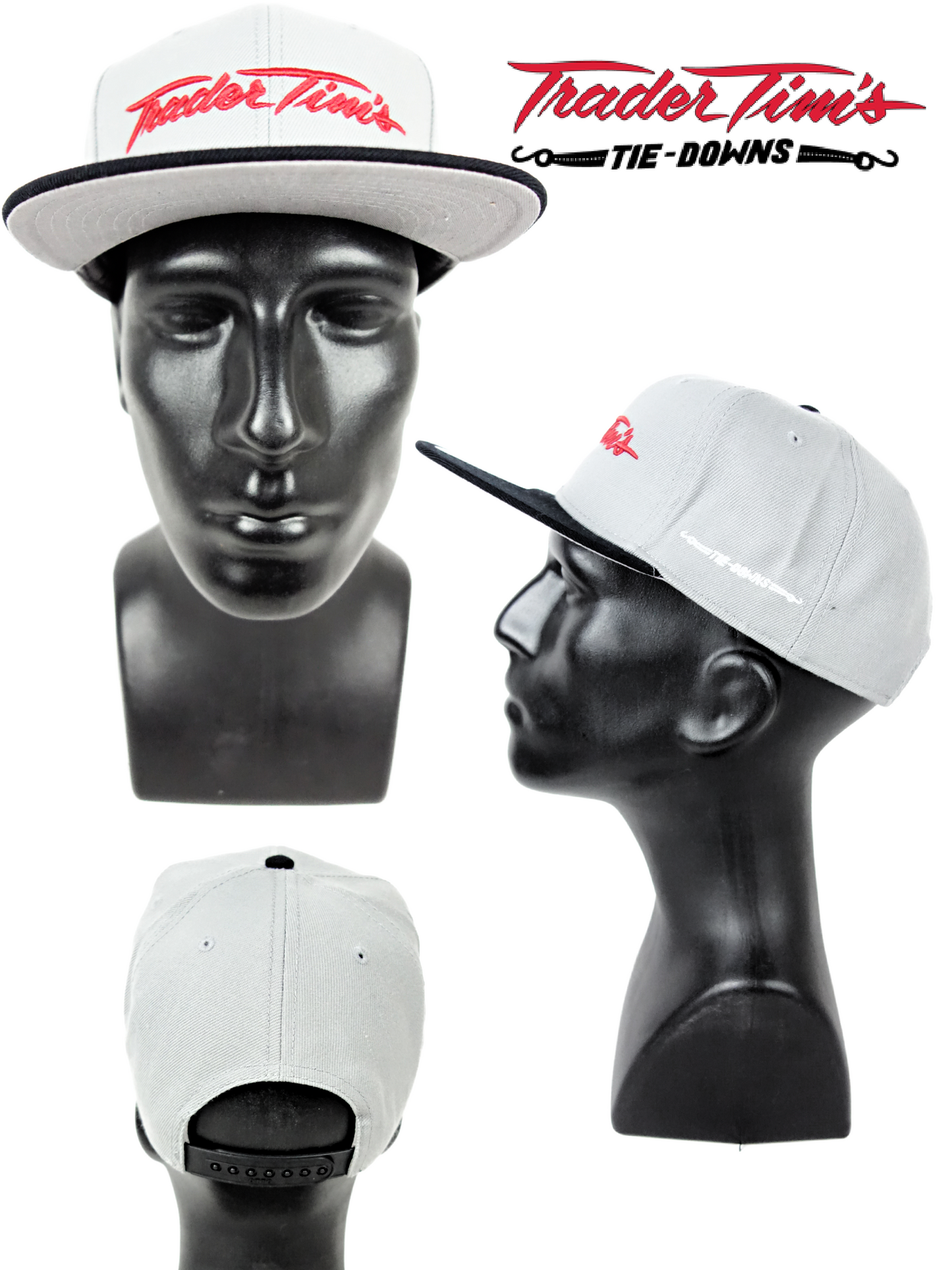 Trader Tim's Embroidered Flat Bill Hat - Black or Navy